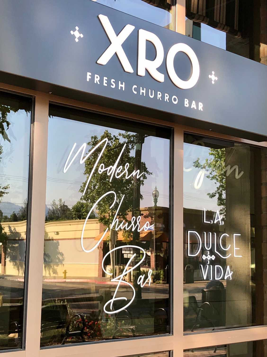 The XRO Fresh Churro Bar storefront on Main Street in Newhall